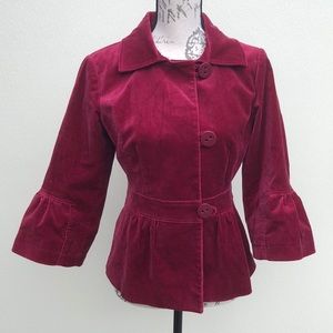 Bleu Jean co red velvet blazer small